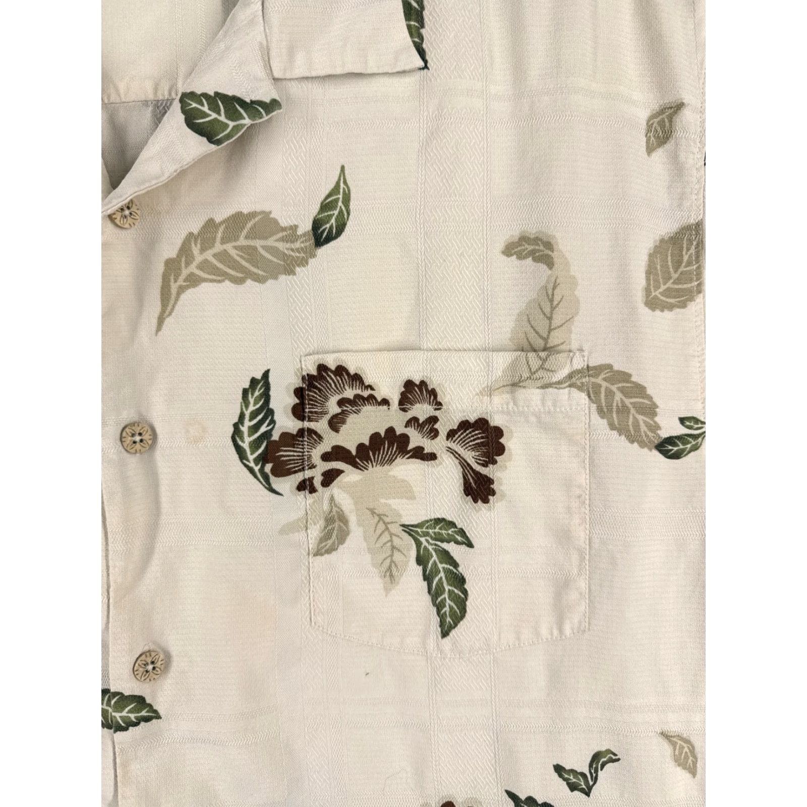 Tommy Bahama Tommy Bahama Shirt Men Large Beige Leaf Pattern Button Up Hawaiian Silk 100% Silk Dressy Casual Villa Resort Beachwear Button-Up Mens Size US L / EU 52-54 / 3 - 6 Thumbnail