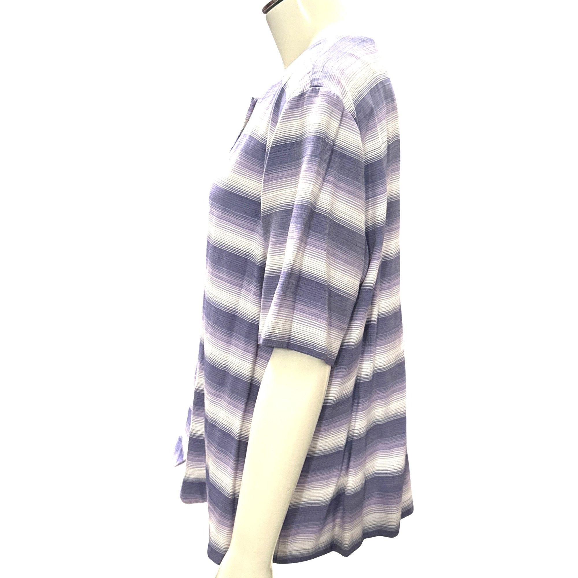 Other Alfred Dunner Size 16 Lavender Stripe Button Blouse Cottagec Size XXL / US 16-18 / IT 52-54 - 3 Thumbnail