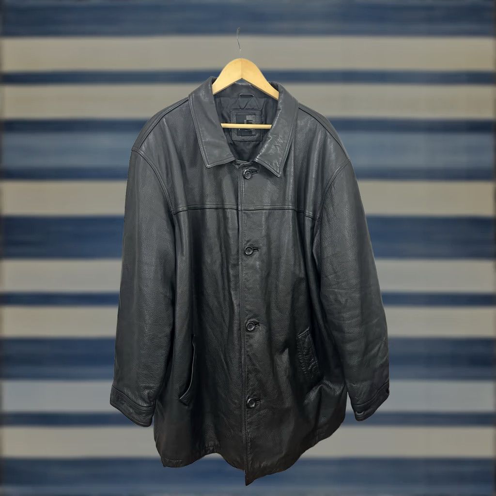 Ferrari VTG J Ferrar Black Leather Coat 3XLT Heavy Quilted Lined Overcoat Mens Coat Size US XXL / EU 58 / 5 - 1 Thumbnail