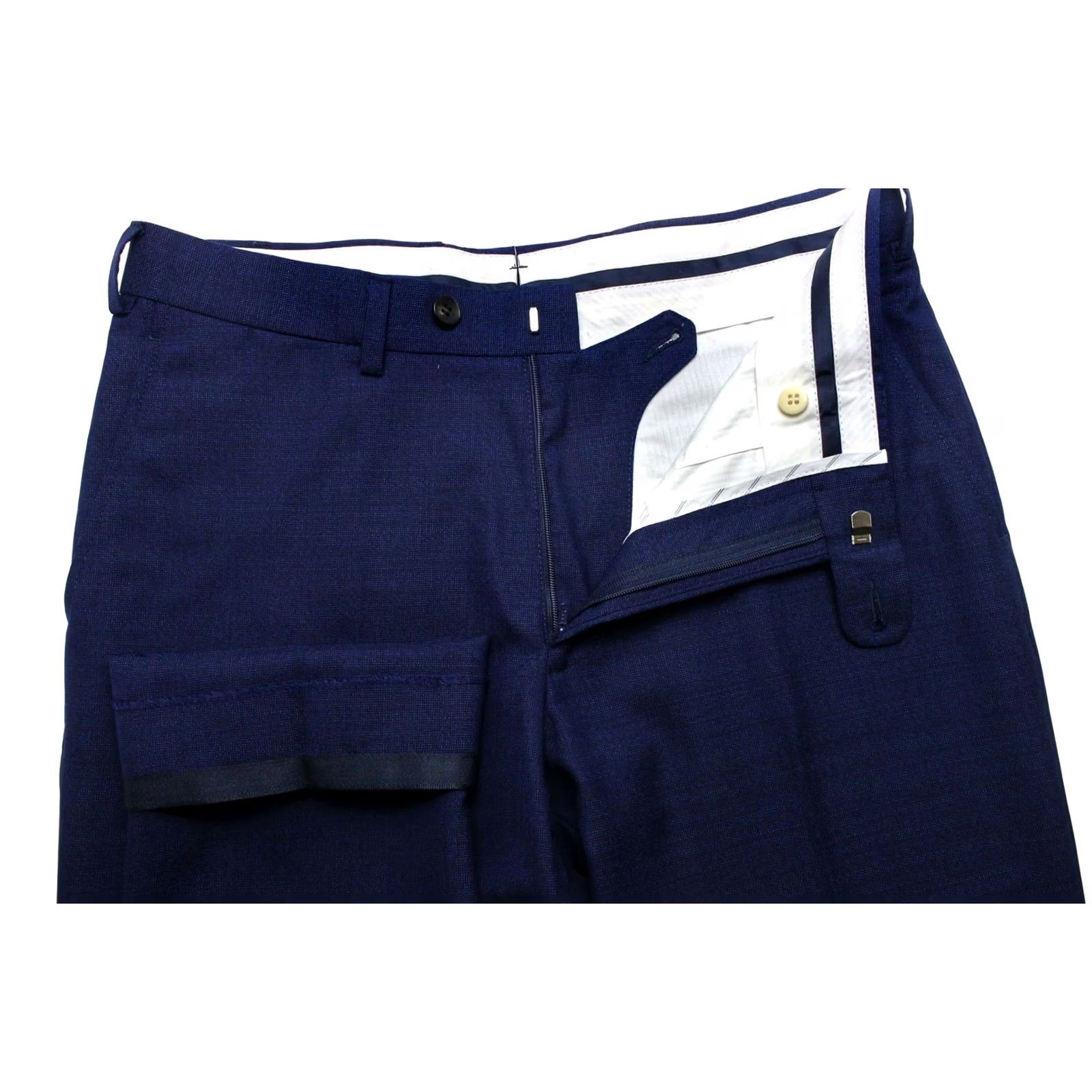 Suitsupply Suitsupply Brescia Slim Fit Trousers Men's Suit Trousers UK 36 / W31 Navy Wool Dress Pants Slim Patterned Pockets Logo Accents Mens Size US 36 / EU 52 - 4 Thumbnail