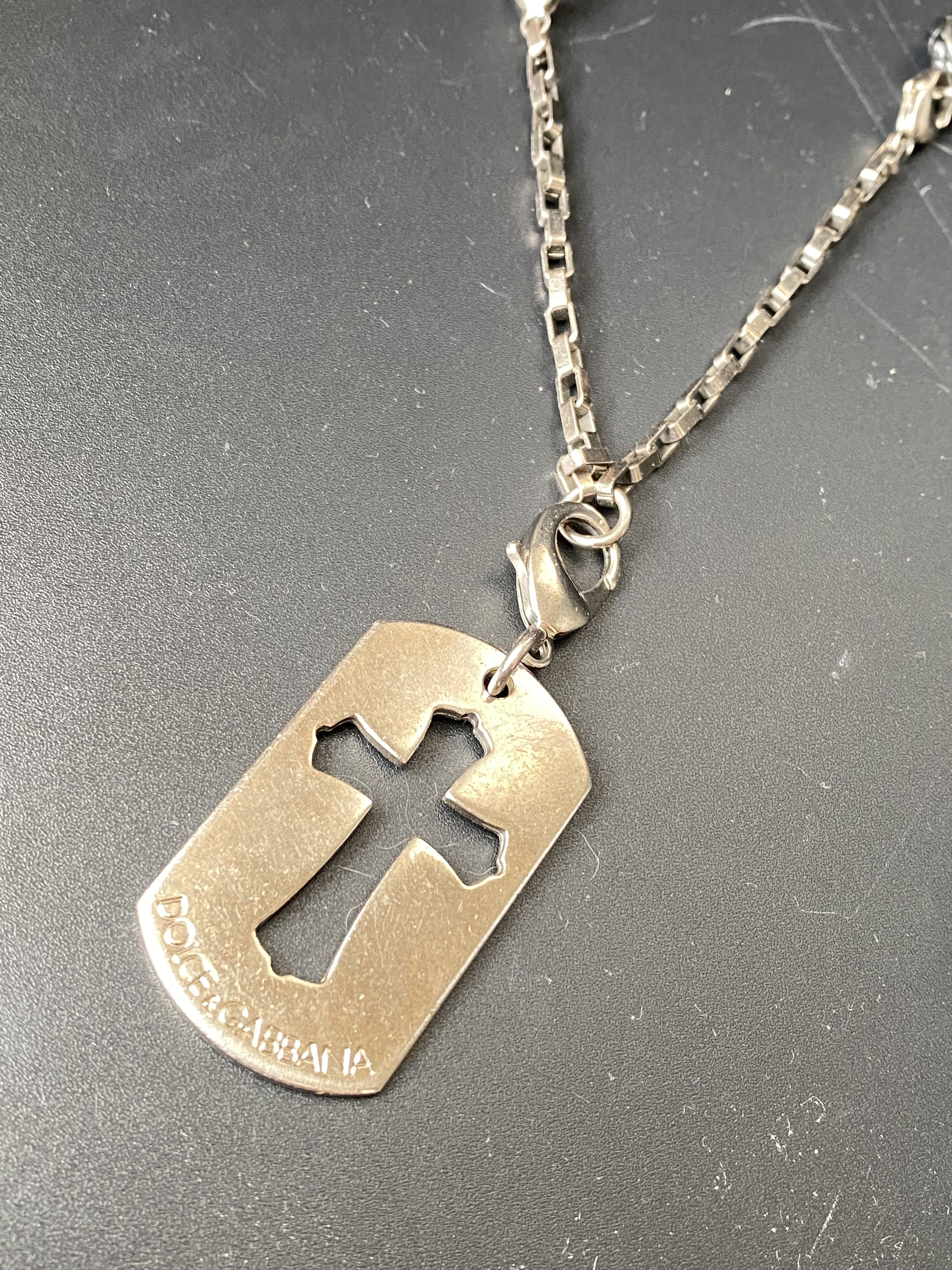 2000s Dolce & Gabbana Cross Dog Tag Necklace, view 5