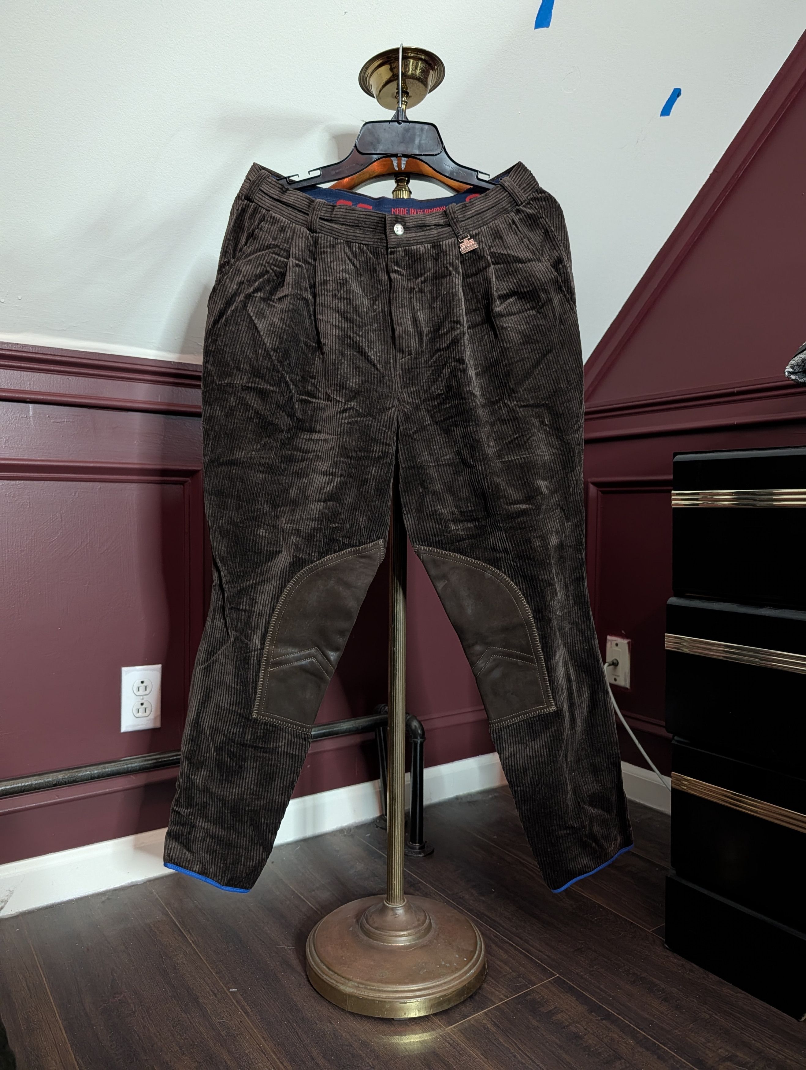 Vintage Gerry Schumacher VTG corduroy leather knee ski pants Size US 30 / EU 46 - 1 Thumbnail