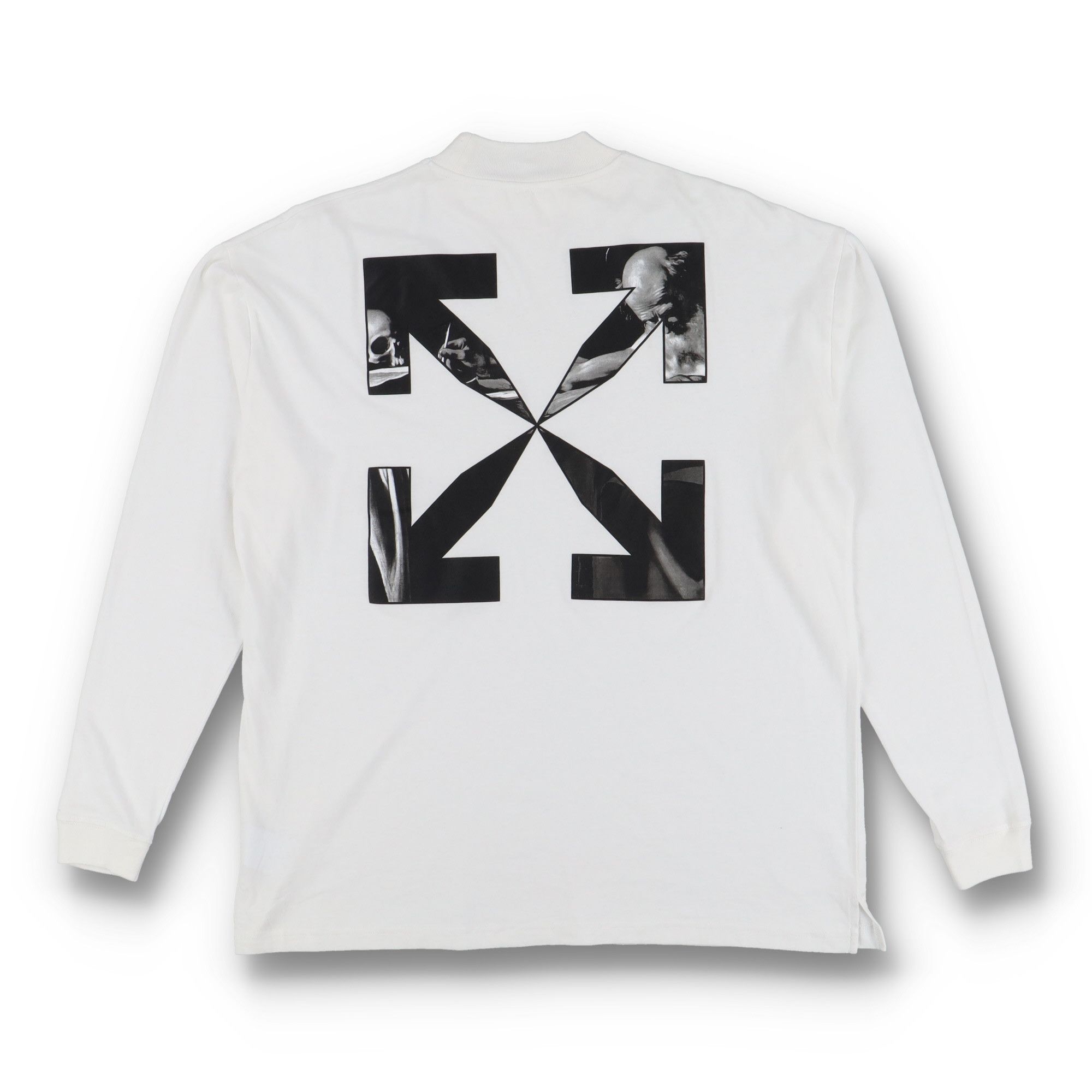 Off-White White Caravaggio Arrows Oversized Mock Neck LS T-Shirt Size US M / EU 48-50 / 2 - 1 Thumbnail