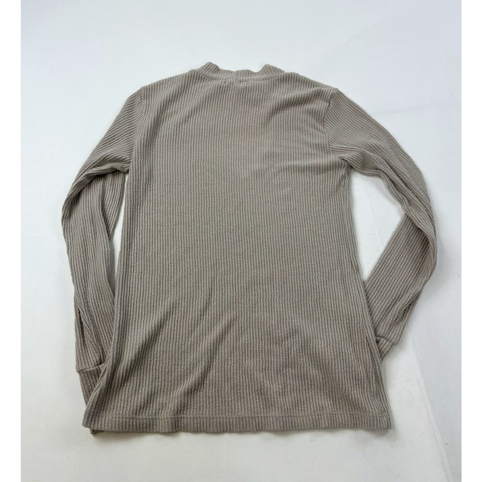 Vintage LNA Knit Top Women’s XS Beige Ribbed Keyhole Choker Neck Modal Blend Pullover Sweater Slim Long Sleeve Bardot Size XS / US 0-2 / IT 36-38 - 2 Thumbnail
