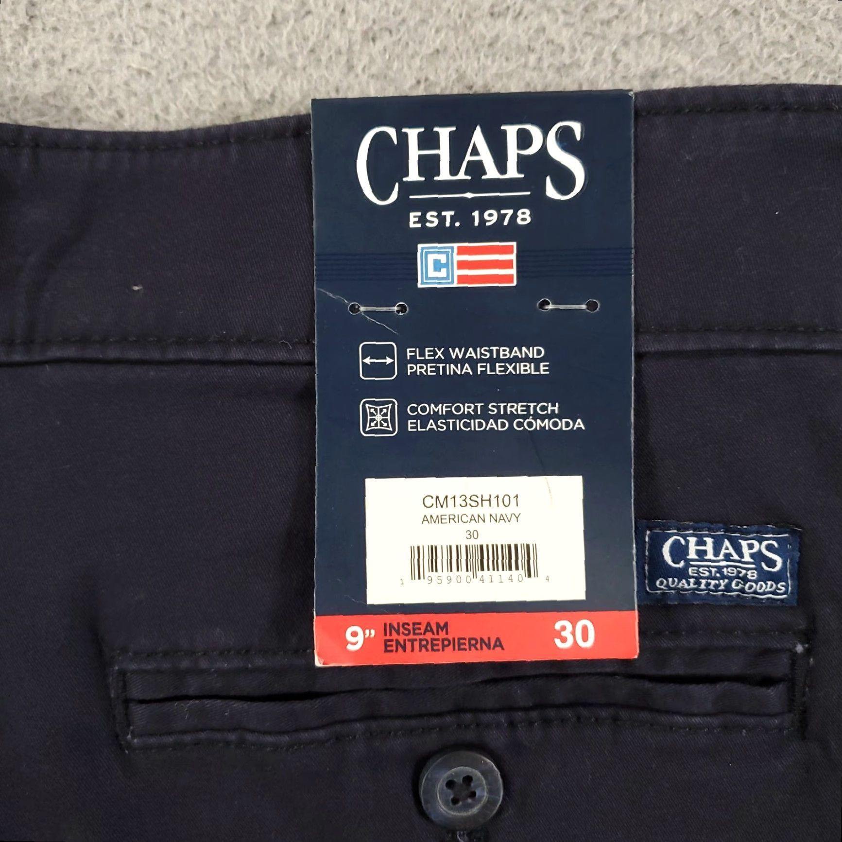 Chaps Chaps Brand New Mens Shorts Size 30 Blue Stretch Waist Comfort Chino 30x9 NWT Buttons Pocket Sl ong? Size US 31 - 8 Thumbnail