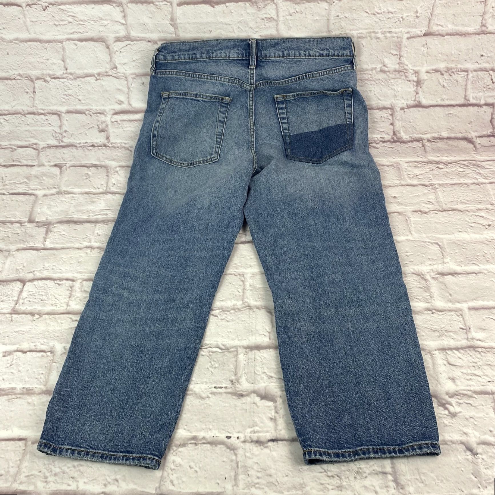 Gap GAP Jeans Womens 14 Petite Blue Patchwork Cheeky Straight Cropped Denim Pants Size 36" / US 14 / IT 50 - 7 Thumbnail