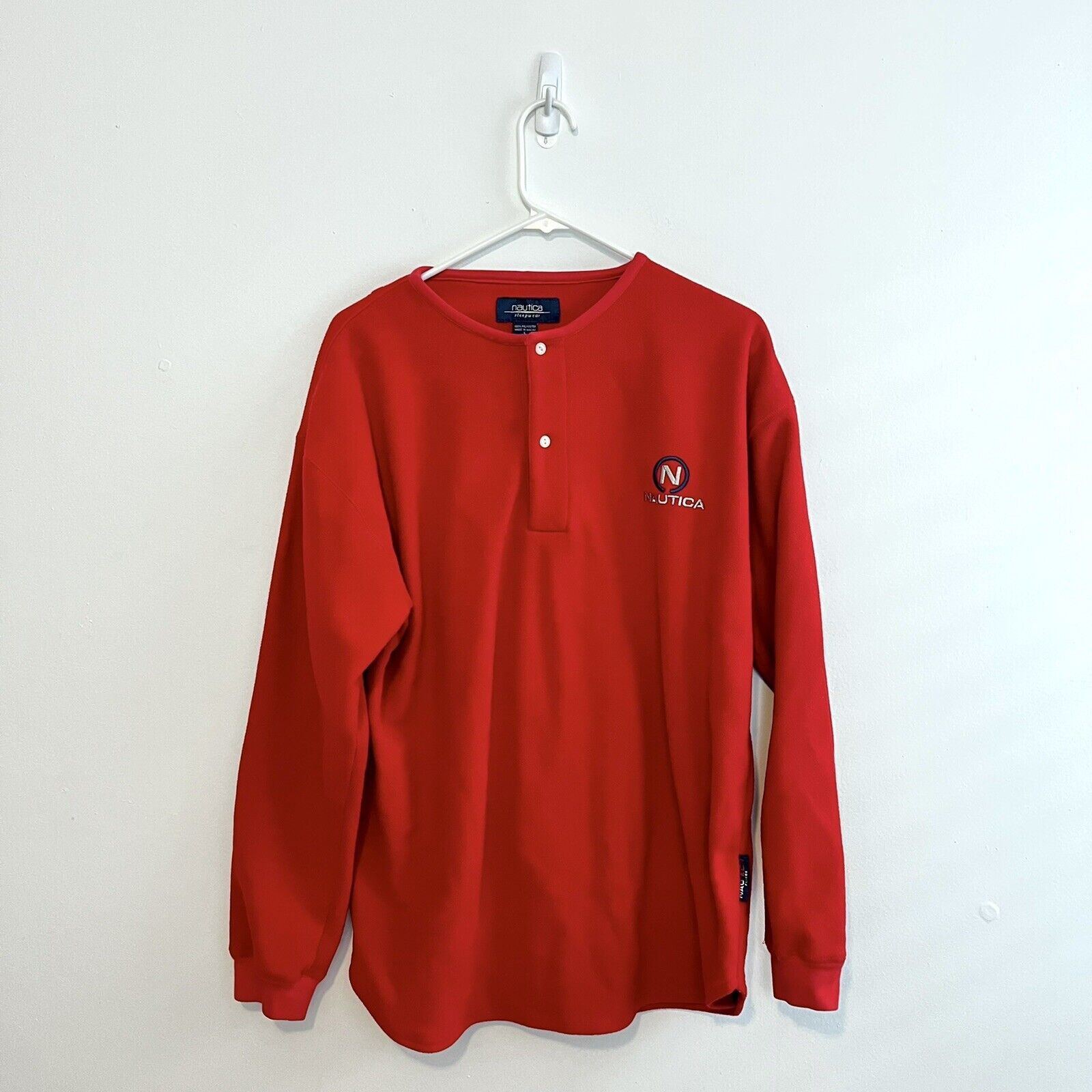Nautica Nautica Plaid Fleece Sweater Henley Sleepwear Red VTG Sz L Size US L / EU 52-54 / 3 - 1 Thumbnail
