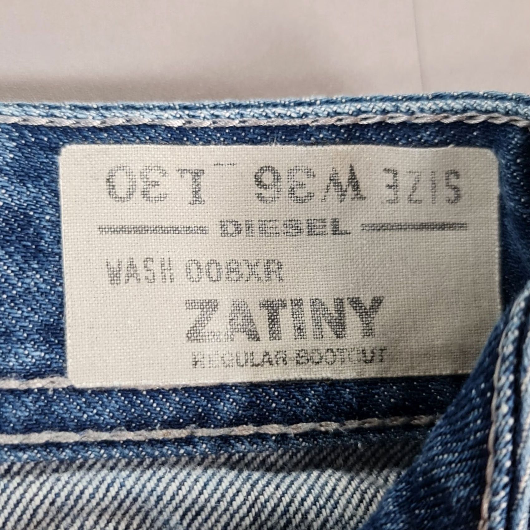 Diesel Diesel Jeans Zatiny Mens W36 L28 Blue Regular Bootcut Denim 100% Cotton Logo Button Fly Size US 36 / EU 52 - 5 Thumbnail