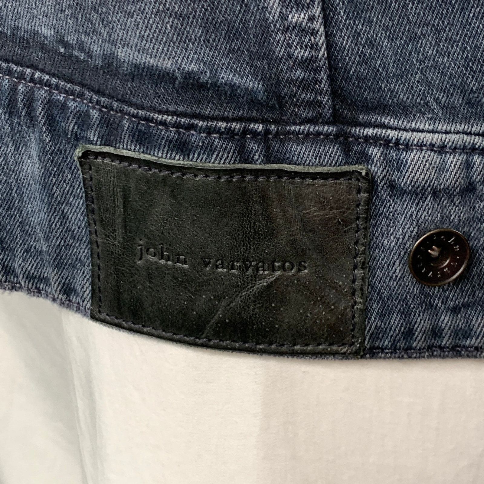 John Varvatos XL Blue Grey Cotton Blend Denim Twill Patch Pockets Jacket Size US XL / EU 56 / 4 - 3 Thumbnail