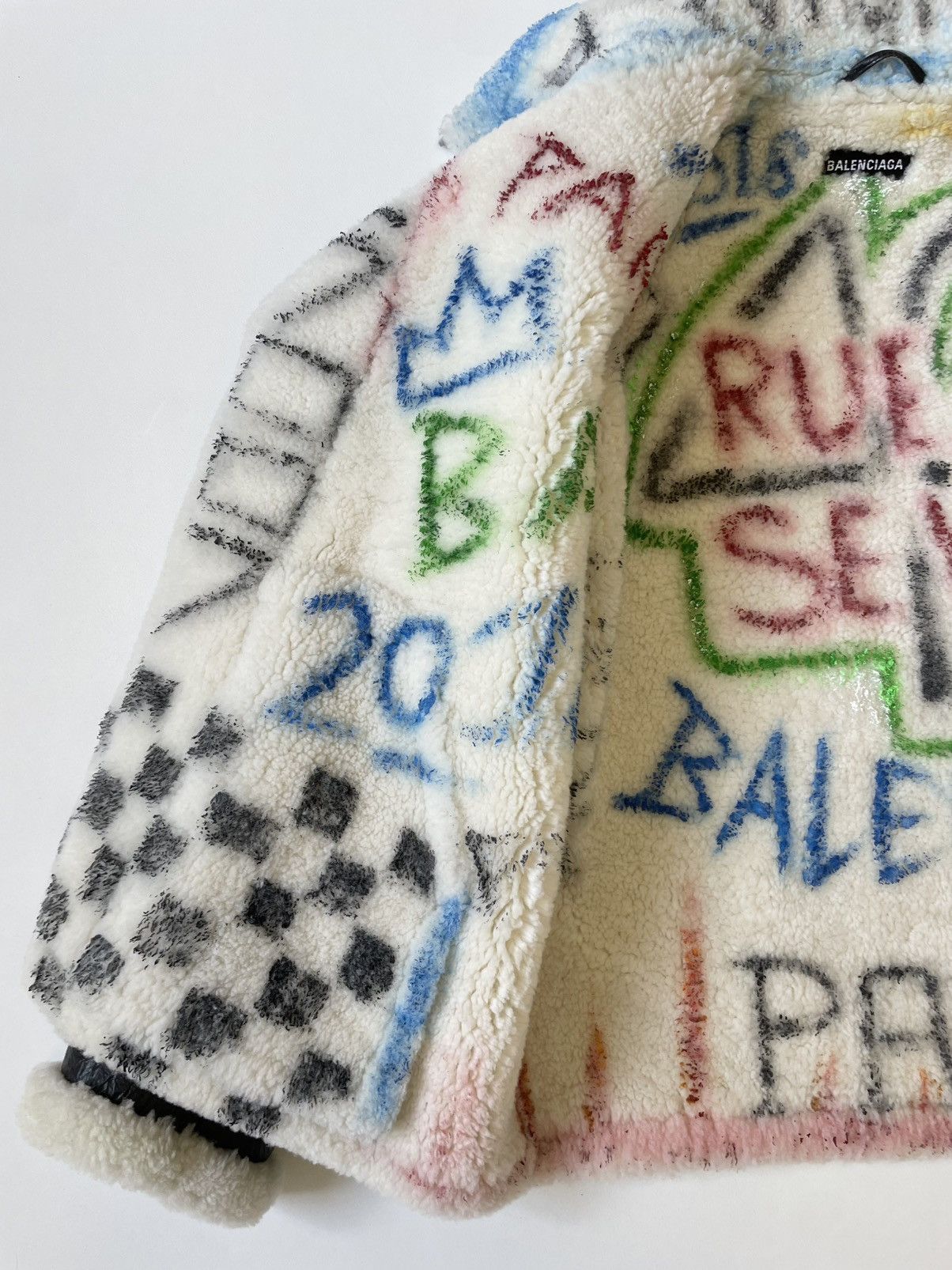 Balenciaga Black Leather ‘Graffiti’ Shearling Jacket Size US M / EU 48-50 / 2 - 11 Thumbnail