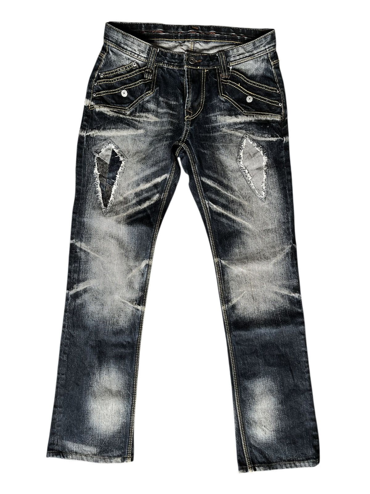 Nicole Club Nicole Club For Men Acid Wash Claw Mark Slim Flare Denim Size US 31 - 1 Thumbnail