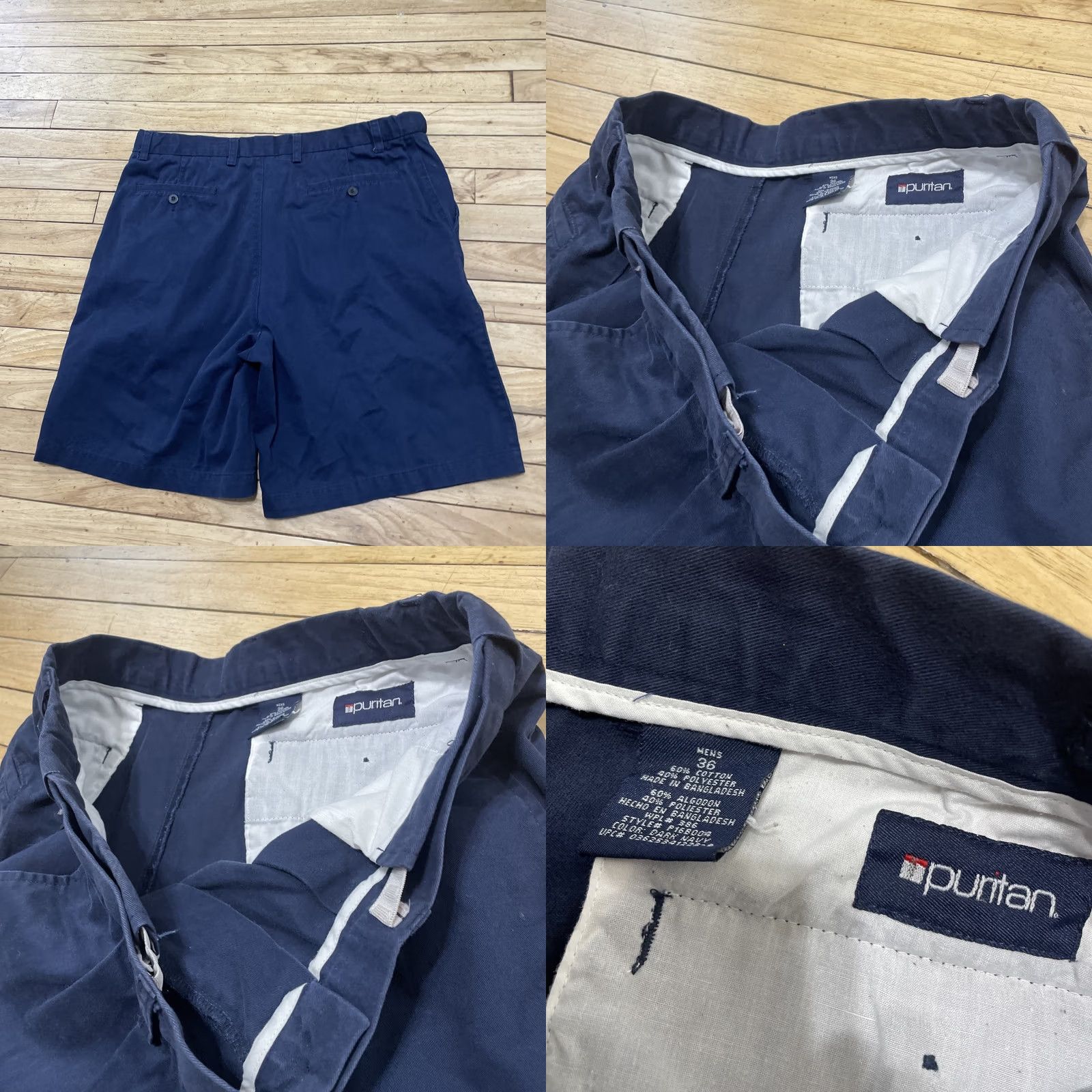 Vintage VINTAGE Puritan Pleated Chino Shorts Men 36 Navy Blue 90s Preppy Y2k Adjustable Lisn Linen Cotton Short w Pockets Boys Size US 36 / EU 52 - 9 Thumbnail