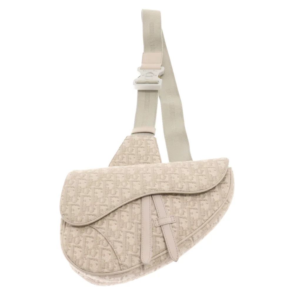 image of Dior Oblique Saddle Bag Shoulder Bag White, Women's