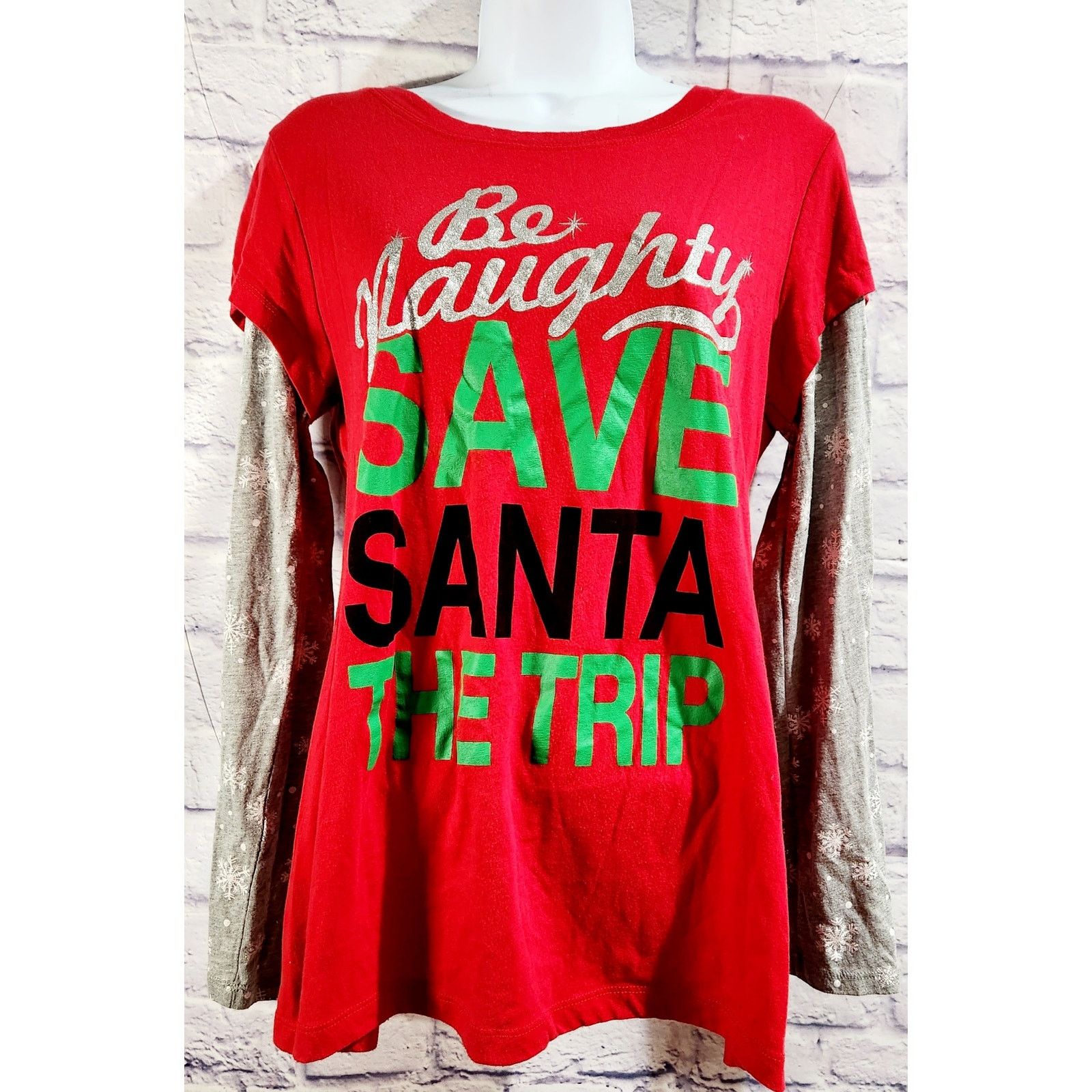 Other Wound Up Red Gray Be Naughty Save Santa A Trip Top XL 15 17 Size XL / US 12-14 / IT 48-50 - 1 Thumbnail