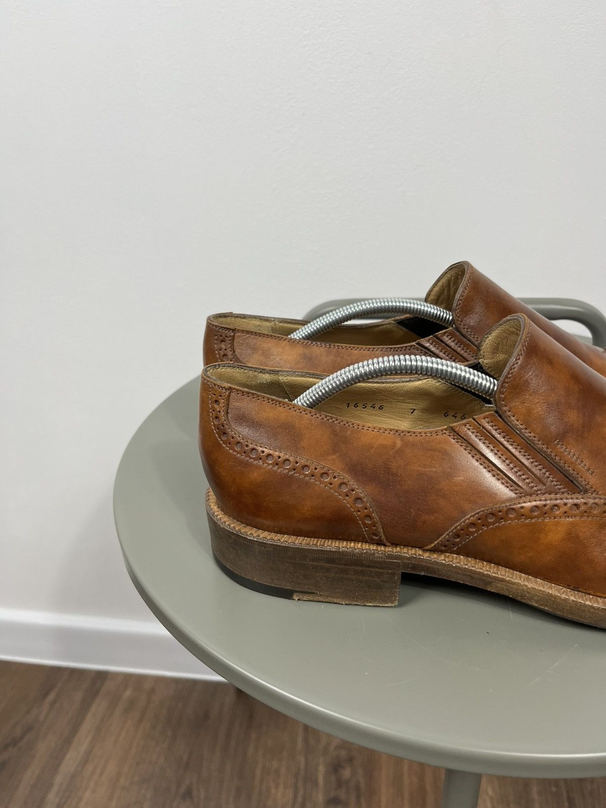 Gravati Gravati Brown Leather Brogue Slip On Dress Shoes US 7 EU 40 Size US 7 / EU 40 - 3 Thumbnail