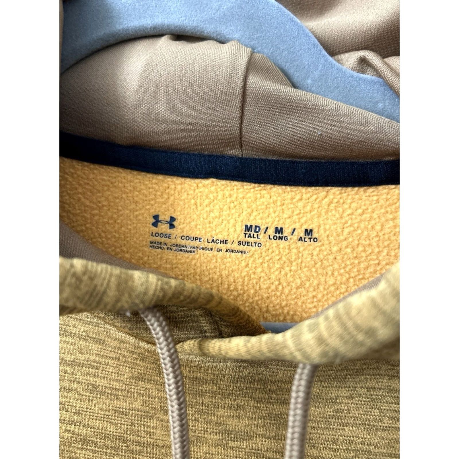 Under Armour Under Armour Sweatshirt Mens Medium Tall Yellow Gold Fleece Lined Hooded Moisture Wicking Kangaroo Pocket Logo Pullover Size US M / EU 48-50 / 2 - 5 Thumbnail