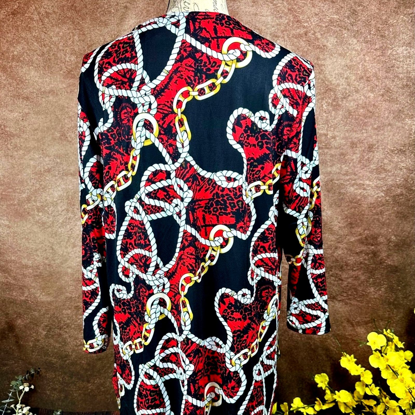 Other Shavonne Dorsey Chain/Rope Asymmetrical Blouse Red/Black L Size L / US 10 / IT 46 - 9 Thumbnail