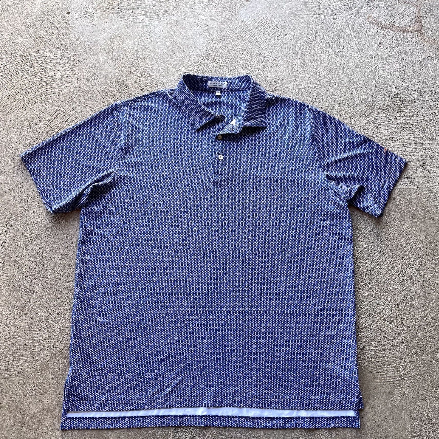 Peter Millar Peter Millar Polo Shirt Mens XL Blue Summer Comfort Golf Regular Short Sleeve Collared Geometric Pattern Sports Preppy Dog American Stretch Size US XL / EU 56 / 4 - 2 Thumbnail