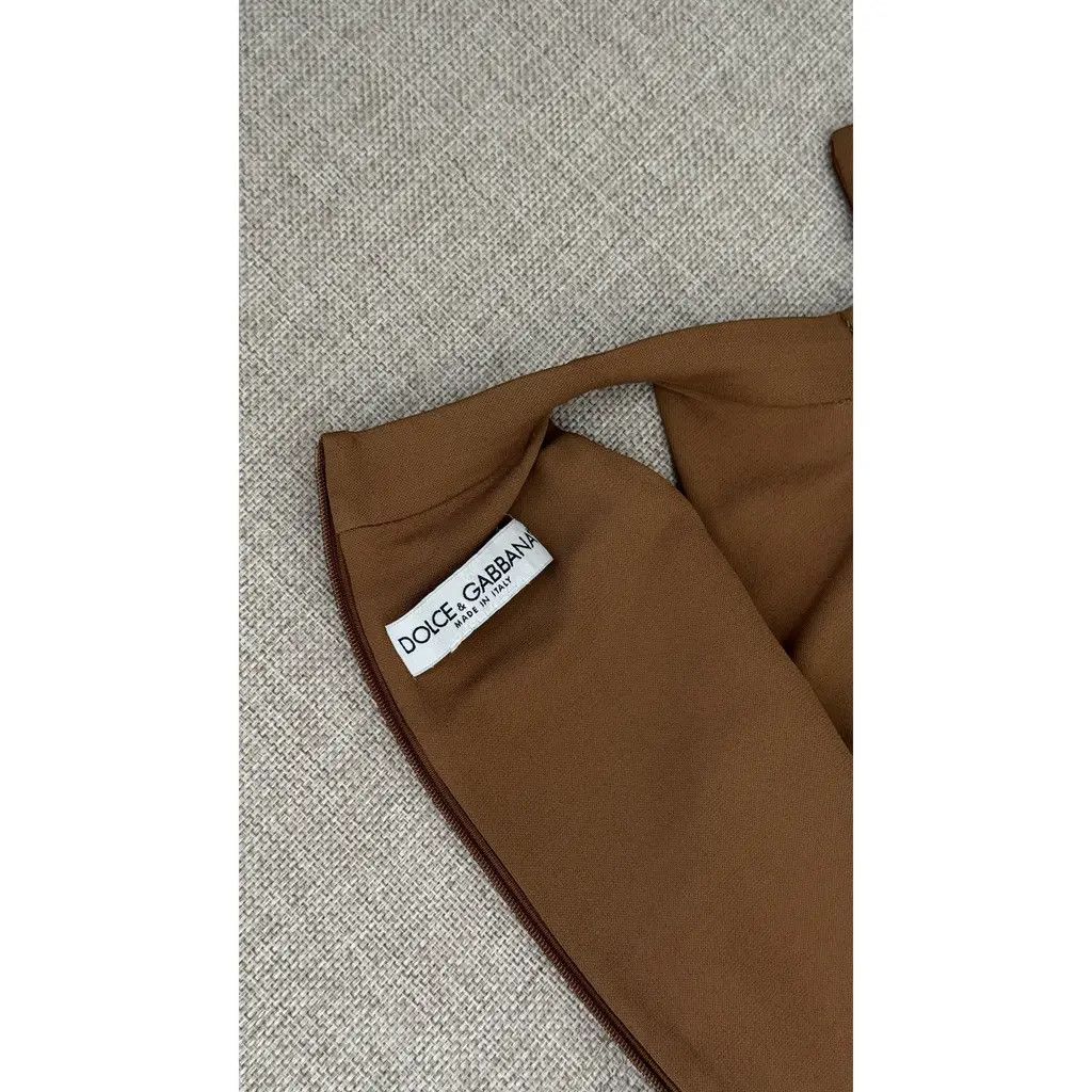 Dolce & Gabbana Dolce & Gabbana Brown Halter Midi Dress Gold Buckle IT 46 Size L / US 10 / IT 46 - 8 Thumbnail