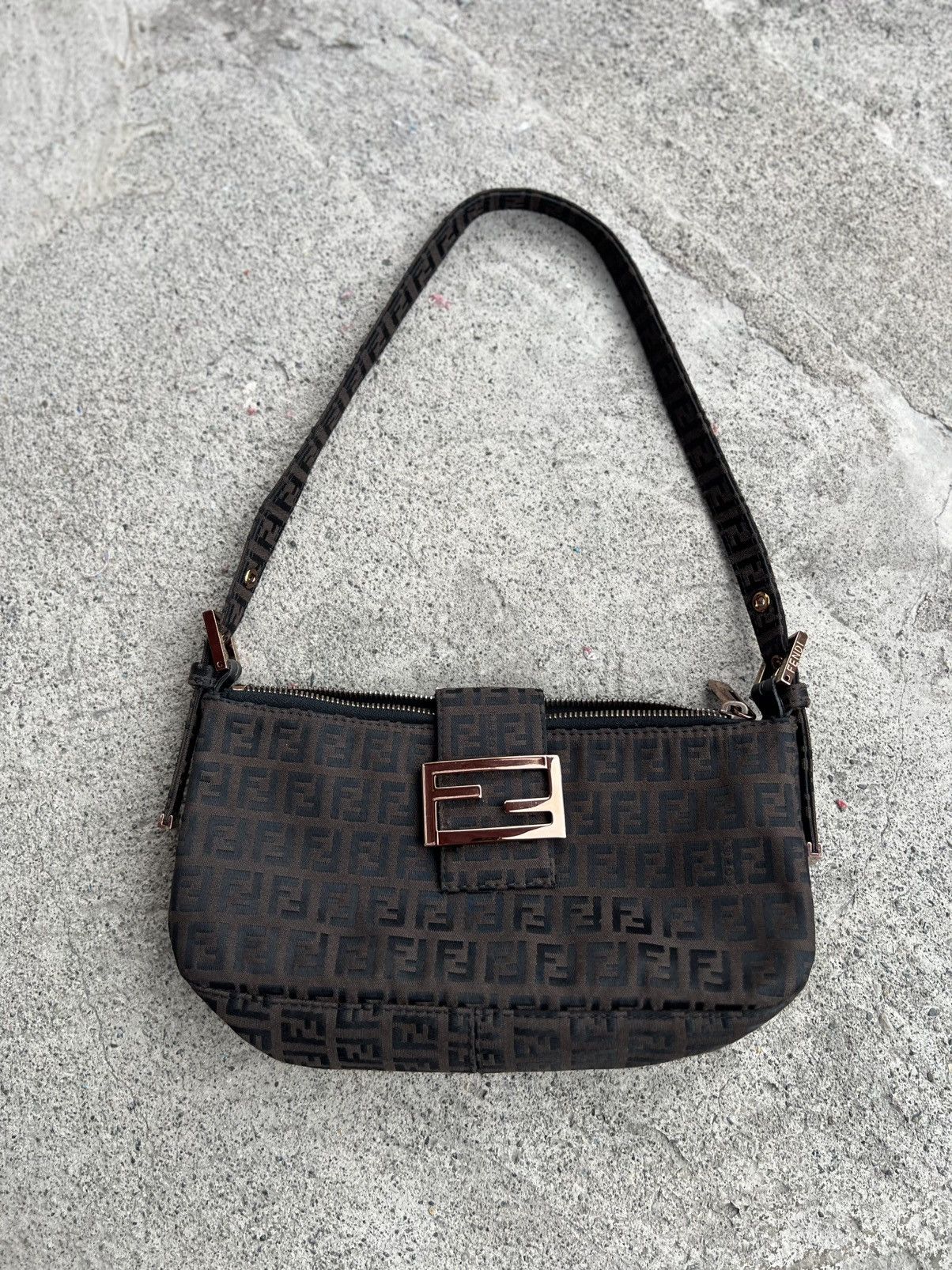 Fendi Zucca Baguette Shoulder Bag in Brown, Women's