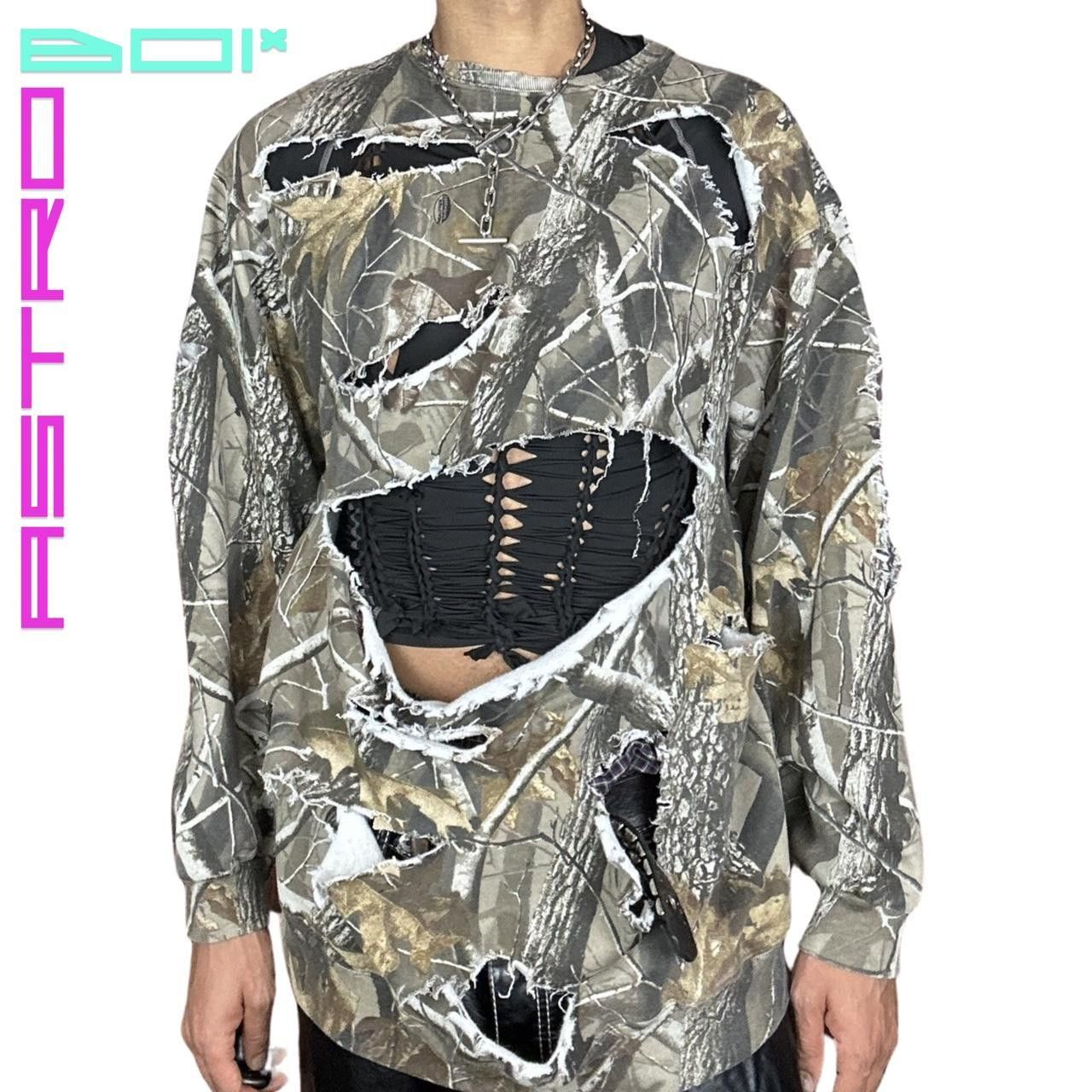 Other ASTROBOI* Brown Real Tree Camo Ripped Sweatshirt_ XL Size US XXL / EU 58 / 5 - 2 Thumbnail