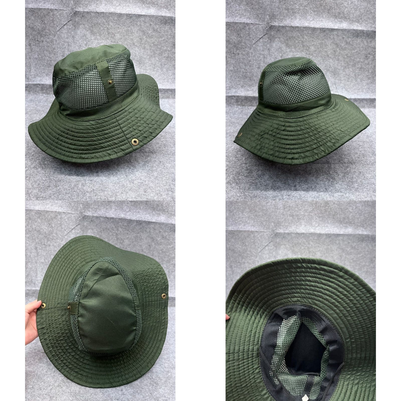 Vintage Sun Bucket Hat Adult Large Green Polyester Blend Fish Hike Camp Beach Outdoor Size ONE SIZE - 8 Thumbnail