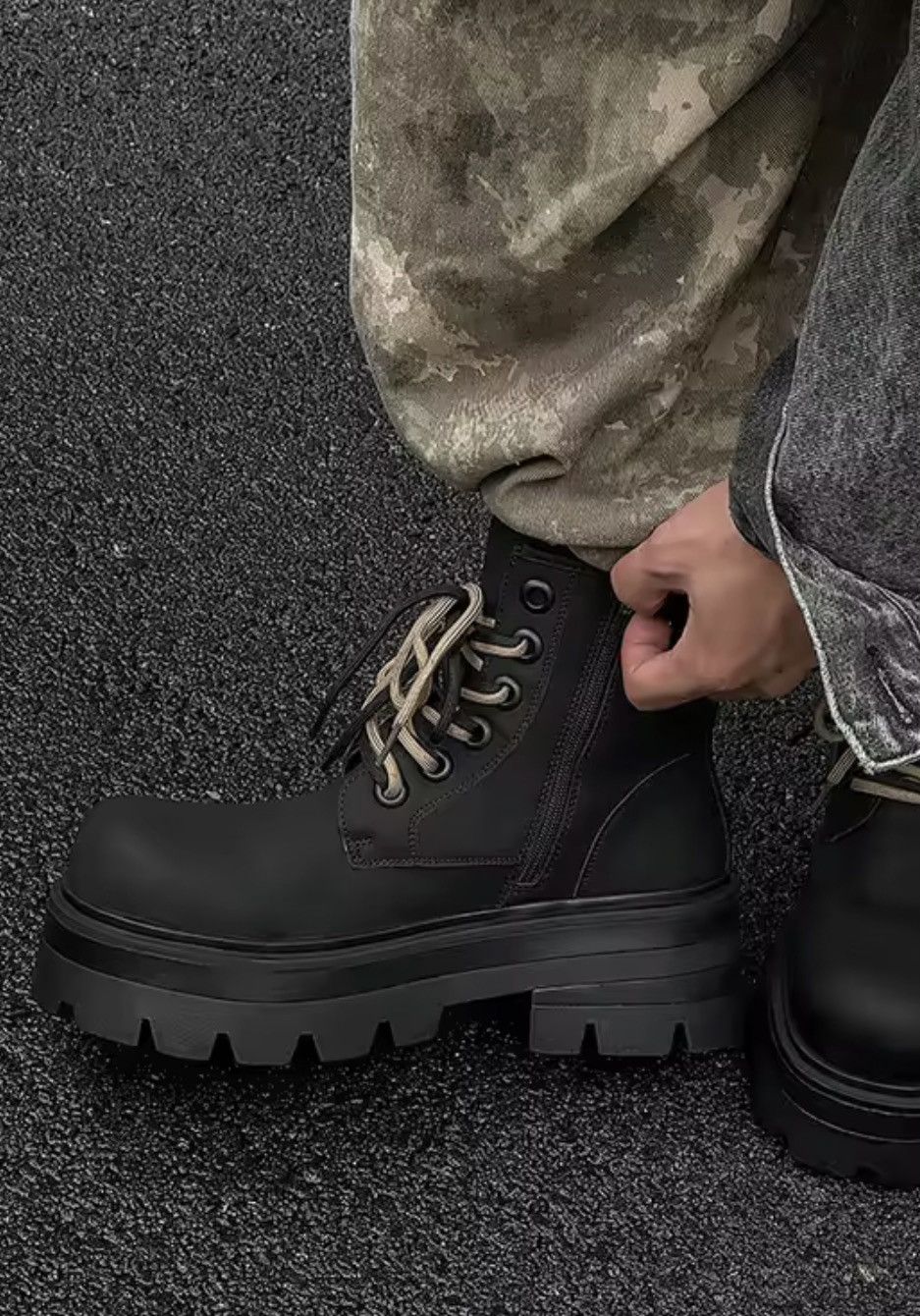 Japanese Brand Black Combat Boots Size US 9.5 / EU 42-43 - 7 Thumbnail