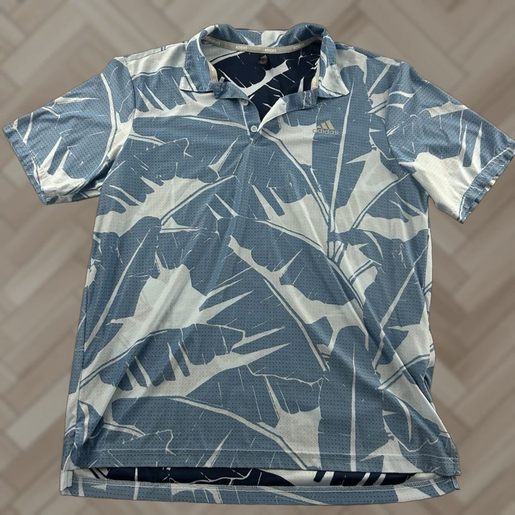 Adidas Adidas Golf Short Sleeve AOP Floral Polo Shirt Mens Large Blue Size US L / EU 52-54 / 3 - 1 Thumbnail