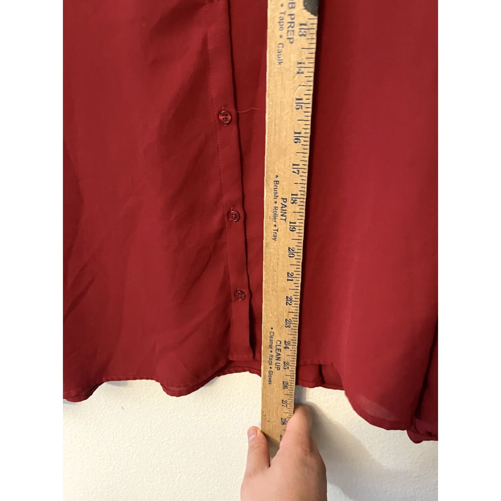 Express Express Button-Up Shirt Womens M Red Long Sleeve Collared Cotton Blend Size M / US 6-8 / IT 42-44 - 4 Thumbnail