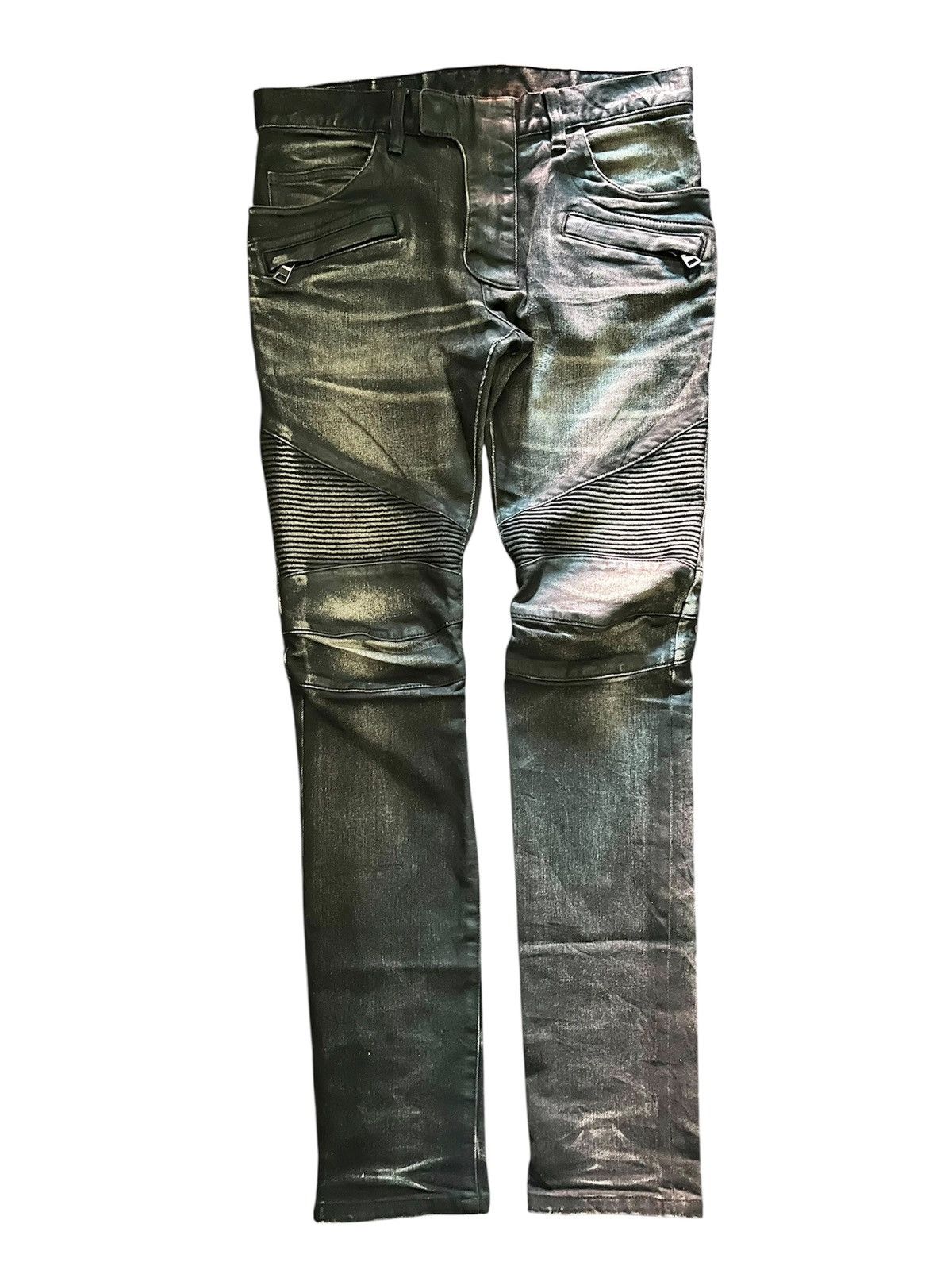 レア Balmain Decarnin(デカルナン)期Biker jeans BALMAIN DISTRESSED MOTO/BIKER JEANS CHRISTOPHE DECARNIN