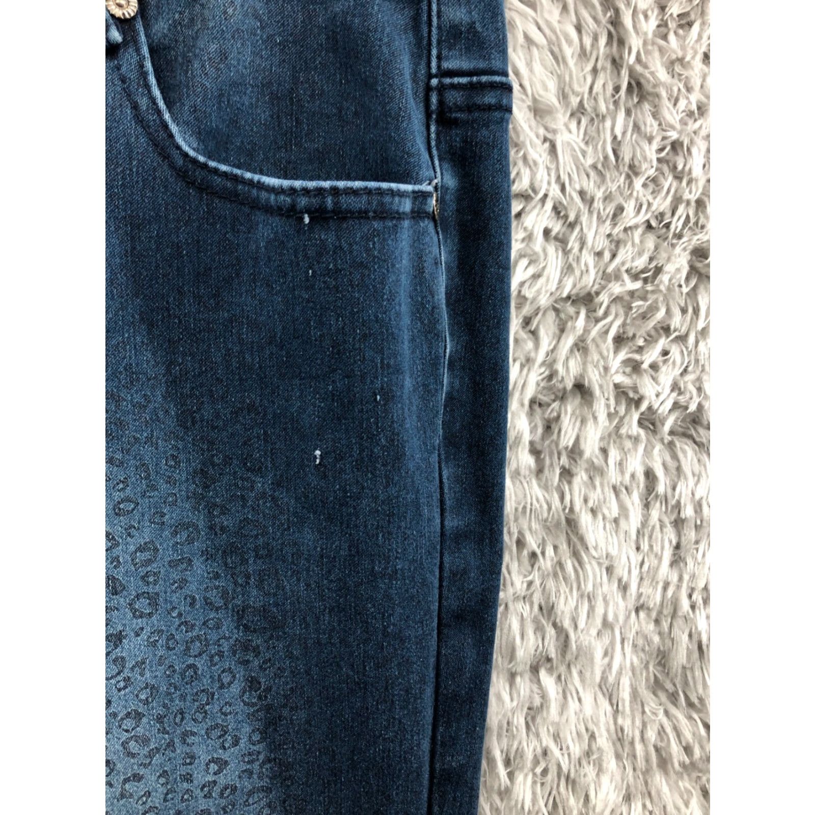 Vintage Miss Jeaniest Jeans Size 16 Womens Mid Rise Blue Denim Animal Print Accent Skinny Jeans Size 38" / US 16 / IT 52 - 5 Thumbnail