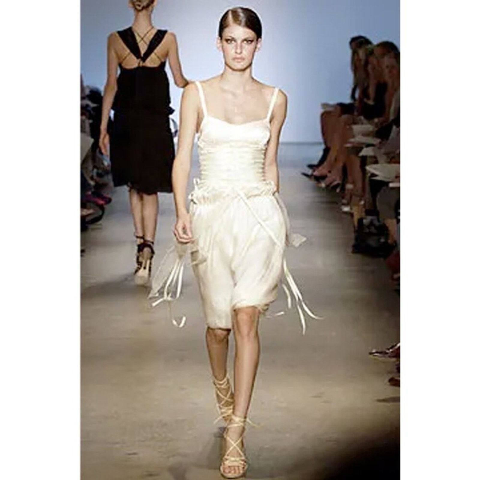 image of Phi 1.618 Mini Dress Strappy Bustier Corset Boning Ivory 00 in Cream, Women's (Size 2XS)