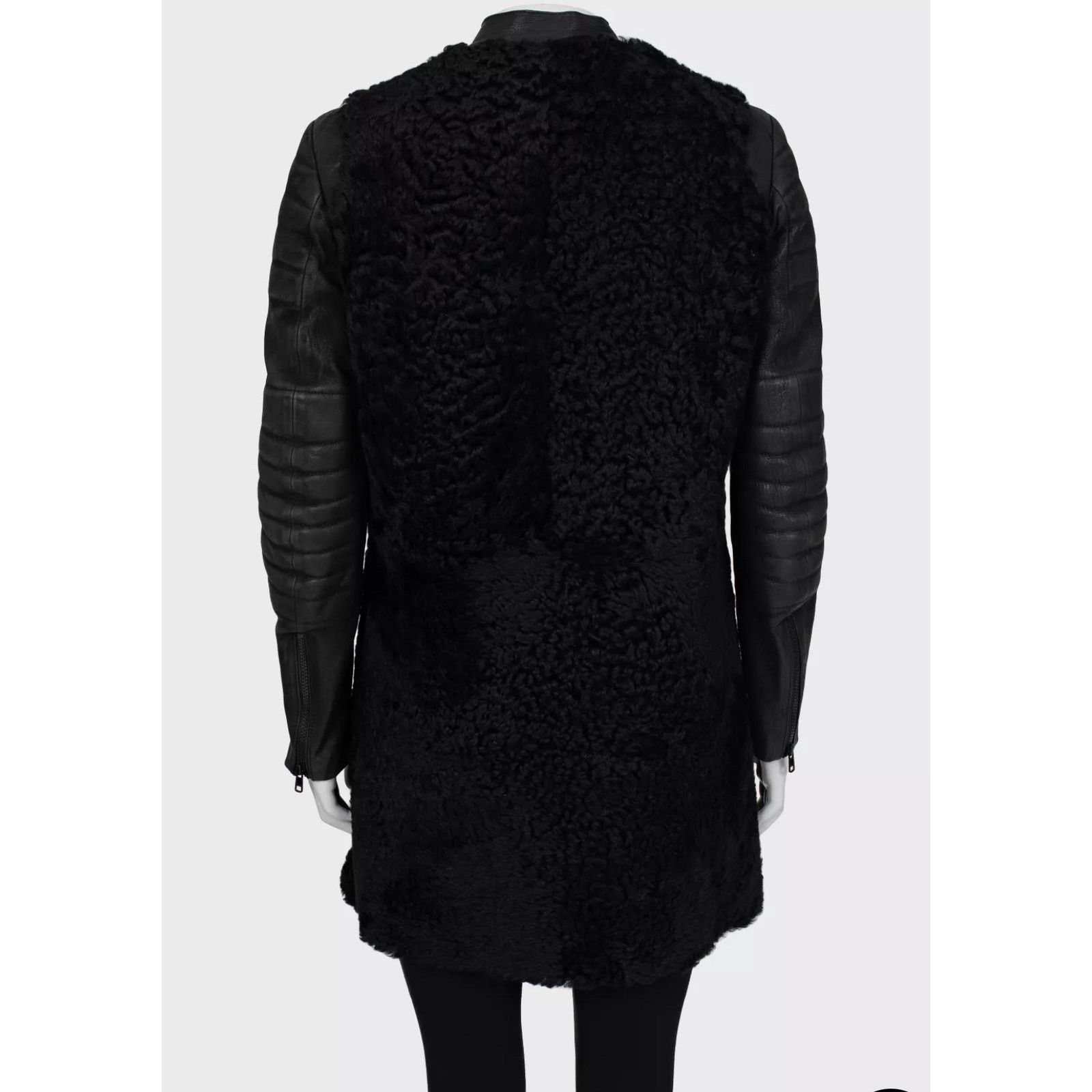 Celine Celine Black Shearling Leather Sleeves Coat Sz.IT40/S Size S / US 4 / IT 40 - 3 Thumbnail