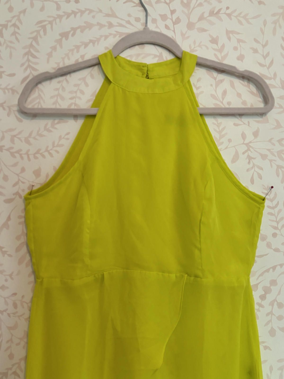 Designer NWT Vibrant Neon Yellow Sheer Maxi Halter Top Size S / US 4 / IT 40 - 6 Thumbnail