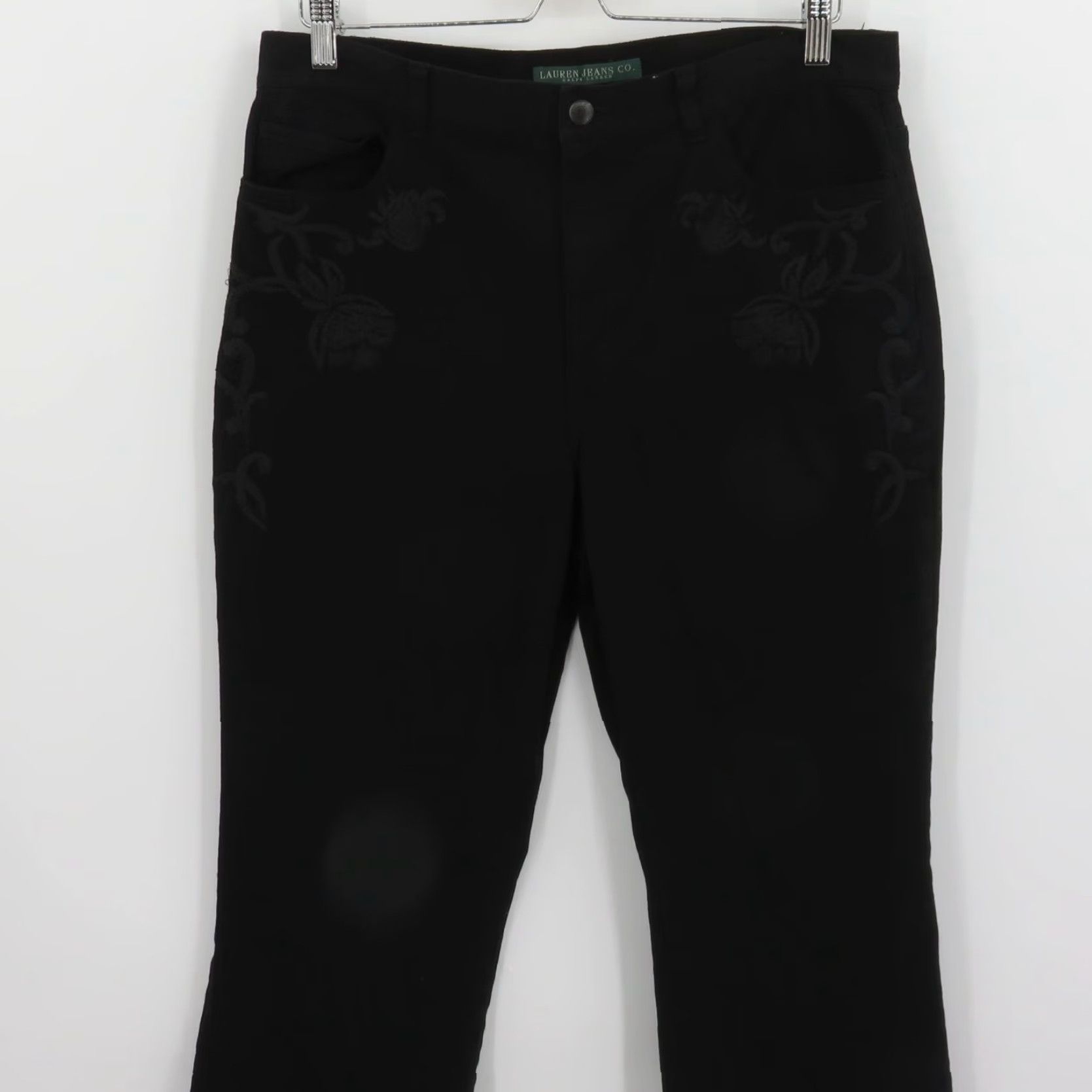 CO Lauren Jeans Co Jeans Women 14 Black Embroidered Floral Flower Denim Size 36" / US 14 / IT 50 - 2 Thumbnail