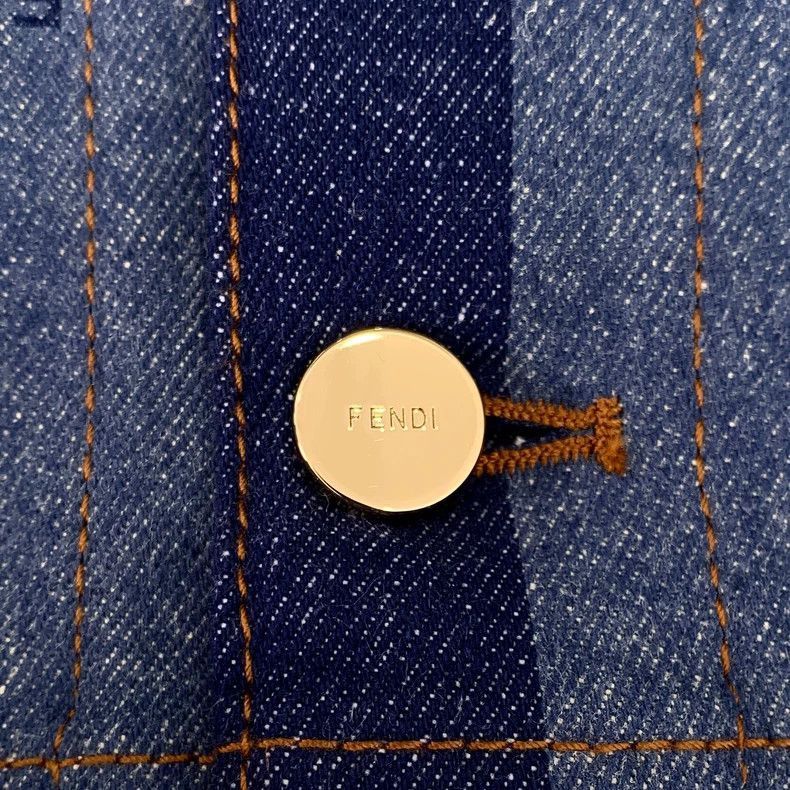 Fendi Fendi Blue Logo Stripe Denim Jacket Size US M / EU 48-50 / 2 - 6 Thumbnail