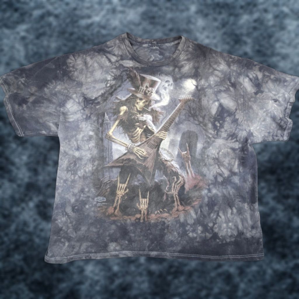 Vintage VINTAGE Skulbone Skeleton Rocker T Shirt Mens 3XL Gray Cotton Crew Neck Short Sleeve Band Y2K Play Dead James Ryman Artist Size US XXL / EU 58 / 5 - 1 Thumbnail