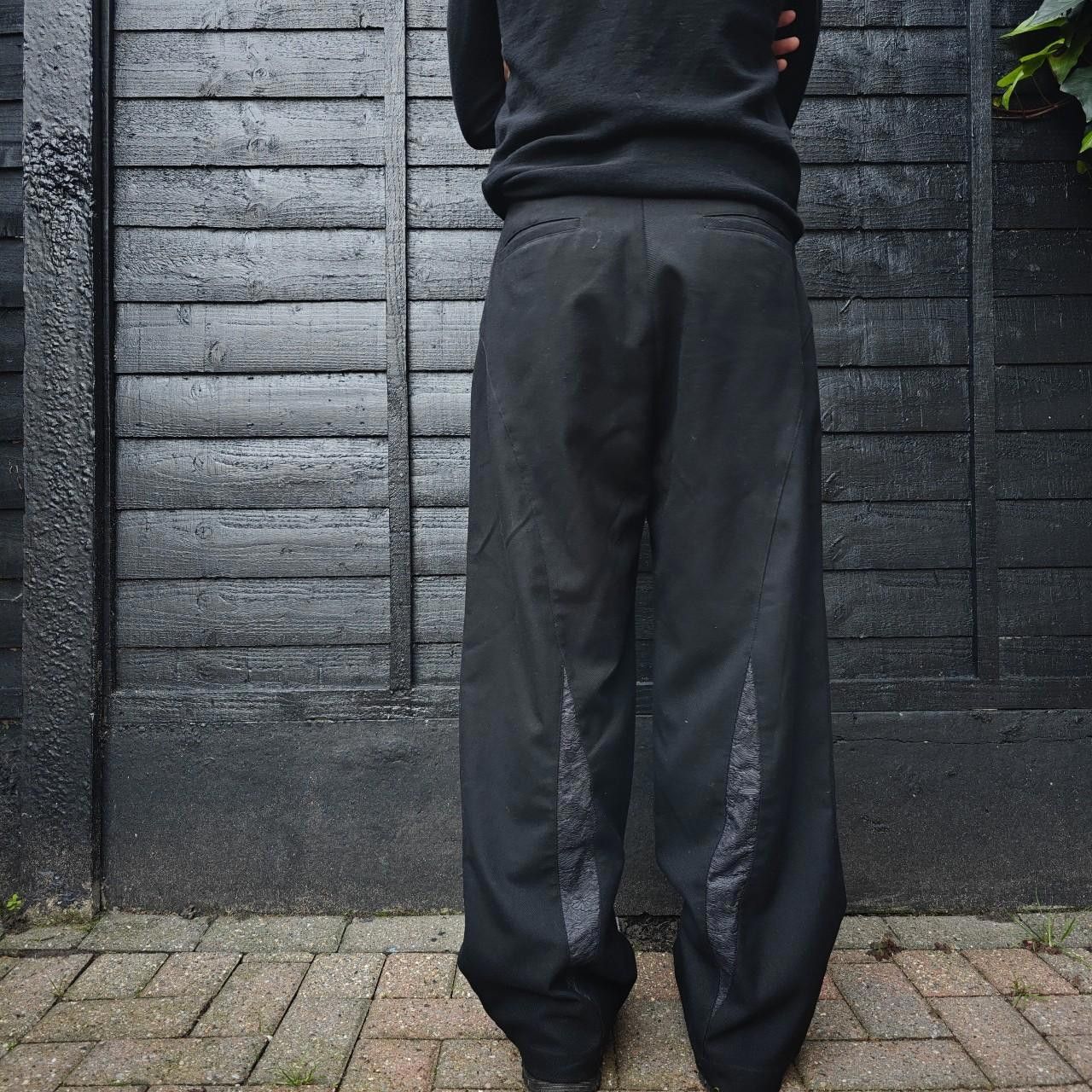 Other Black Wide Leg Slit Panelled Trousers Size US 32 / EU 48 - 6 Thumbnail