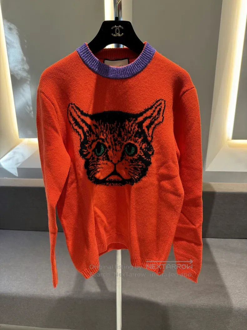 Gucci Gucci Bright orange cat-headed sweater Size M / US 6-8 / IT 42-44 - 1 Thumbnail
