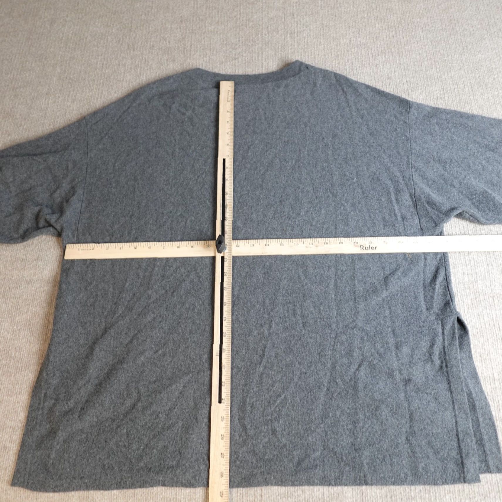 Eileen Fisher VINTAGE Eileen Fisher Sweater Shirt Womens Short Sleeve Gray 100% Wool XS-Small Oversized Crew Neck Pullover - Women Mens Girls Size S / US 4 / IT 40 - 4 Thumbnail