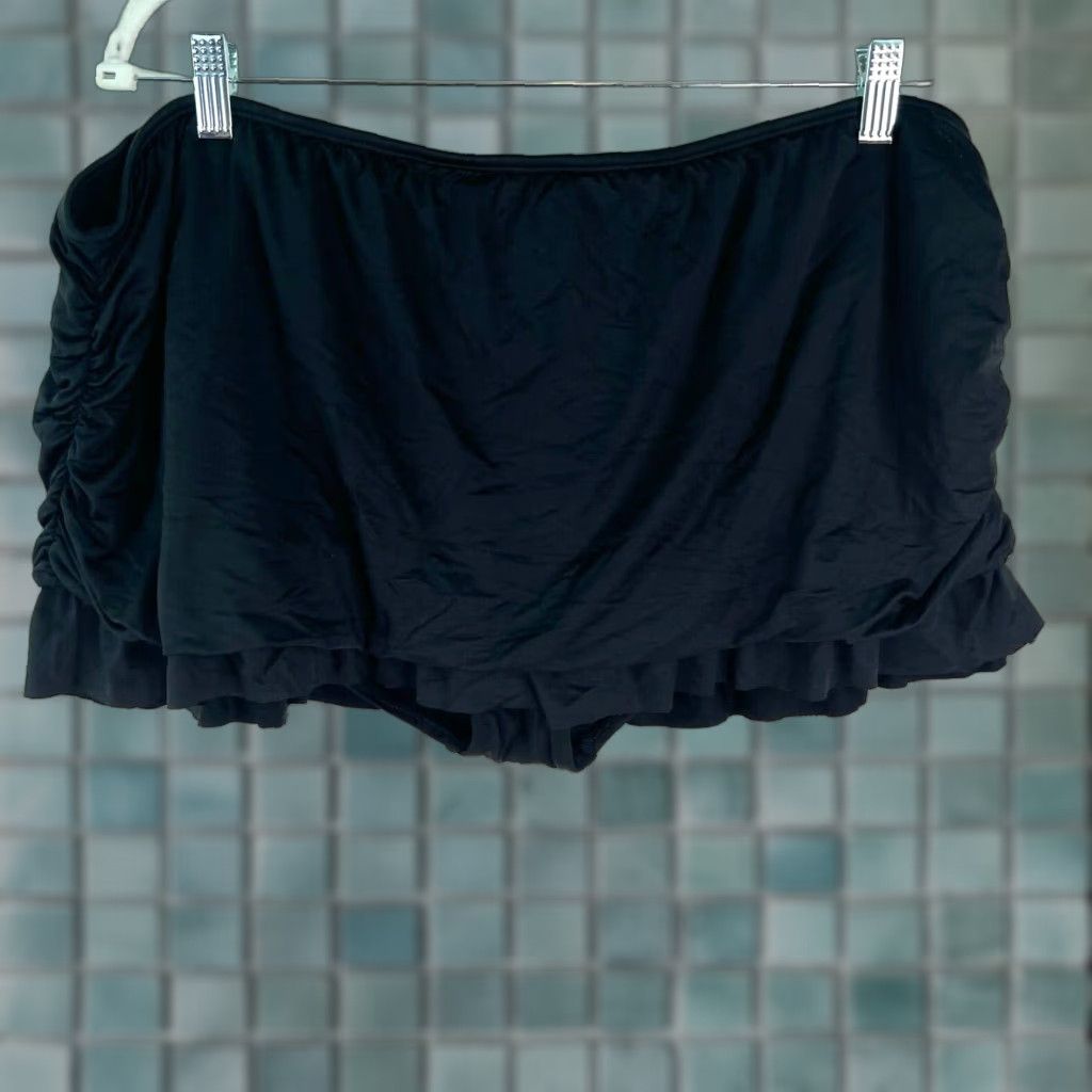 Apt. 9 New Apt. 9 Swimwear Womens Side Tabbed Ruffled Skirt Bikini Bottom SZ 24W Black Size 42" / US 20 - 1 Thumbnail