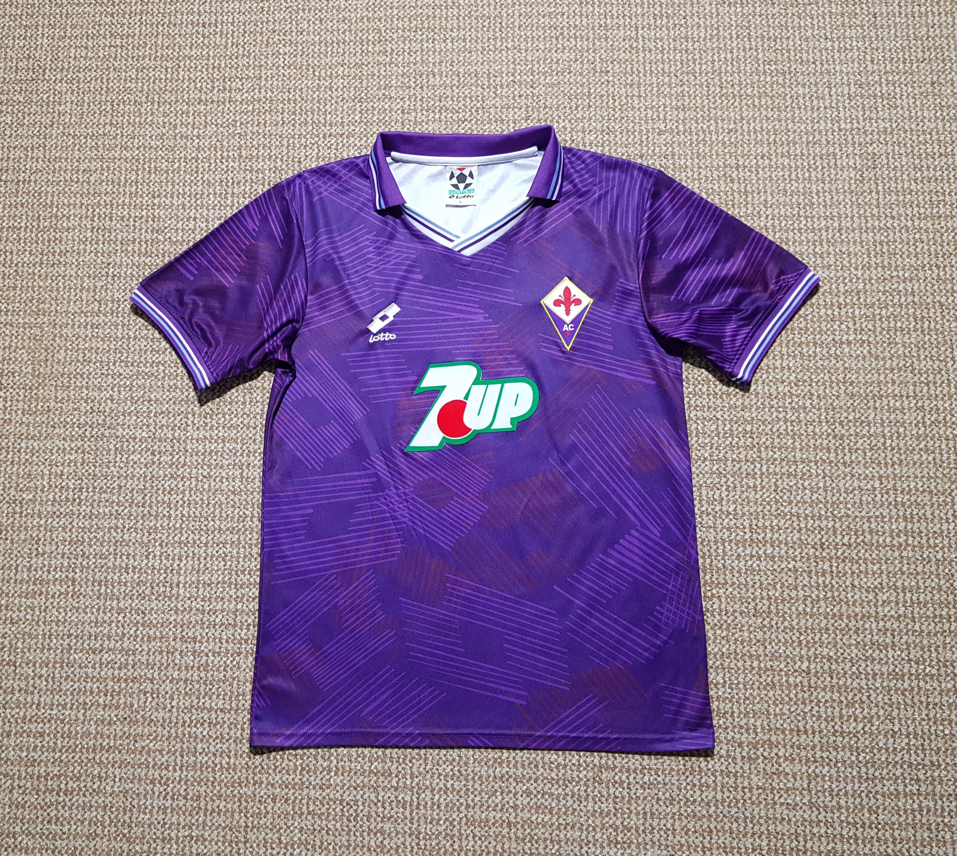 Lotto Fiorentina 1992/1993 Retro Vintage 7UP Soccer Jersey L
