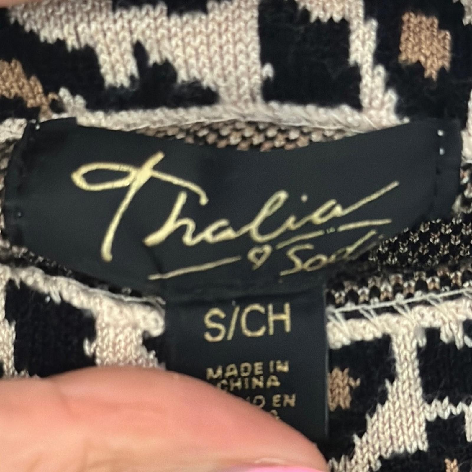 Designer Thalia Sodi Black and Tan Pencil Midi Skirt Cocktail Size 28" / US 6 / IT 42 - 3 Thumbnail