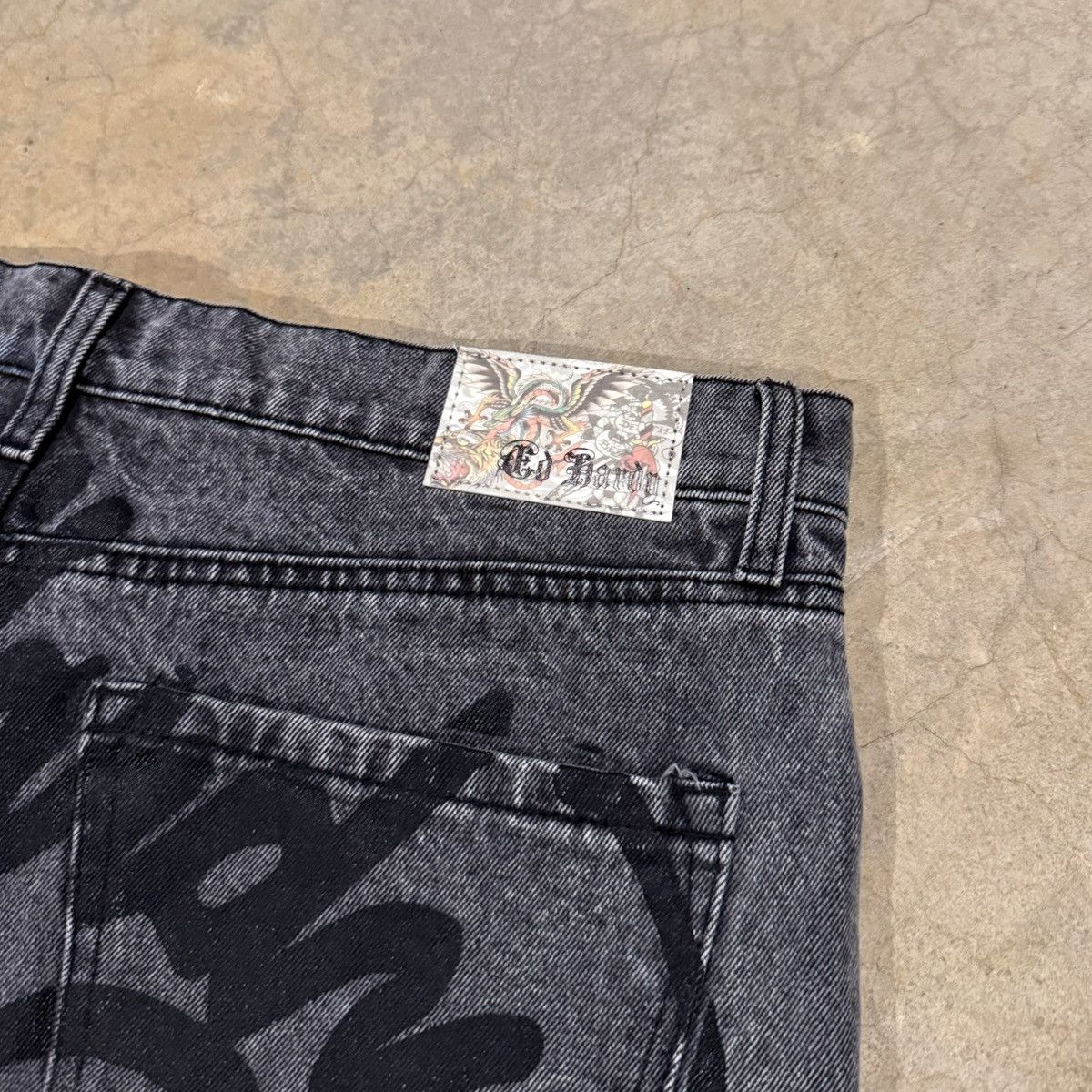 Ed Hardy Brand New Ed Hardy Spellout Skull Tattoo Faded Baggy Jeans Size US 36 / EU 52 - 5 Thumbnail