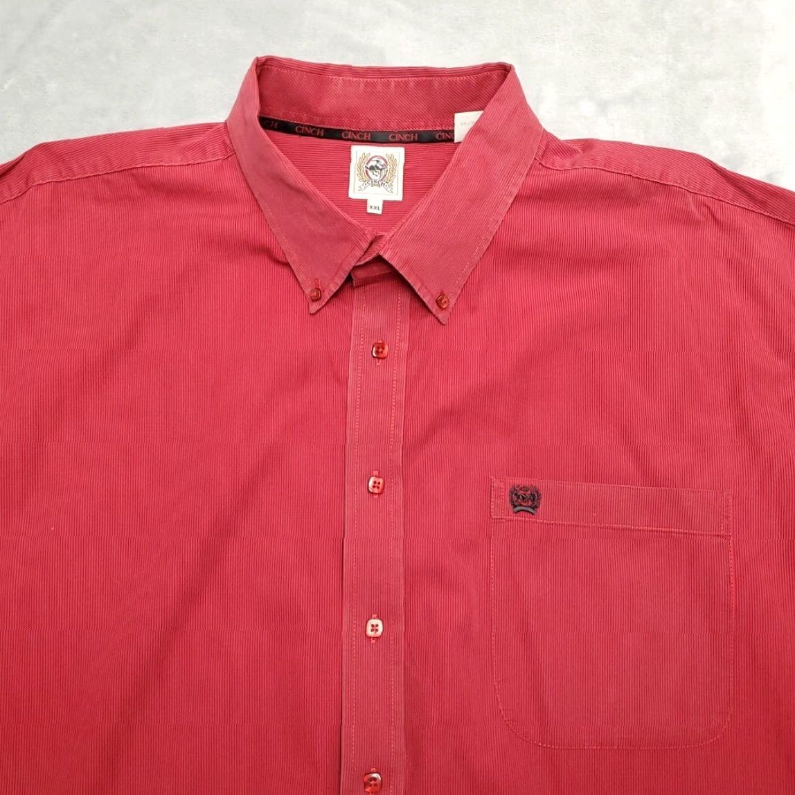 Vintage Cinch Shirt Mens XXL Ruby Red Micro Stripe Long Sleeve Western Cowboy Ranch Size US XXL / EU 58 / 5 - 3 Thumbnail