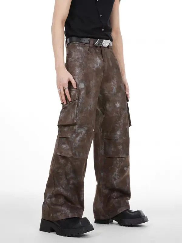 VIBE Retro tie-dye distressed large pocket casual cargo trousers Size US 34 / EU 50 - 7 Thumbnail