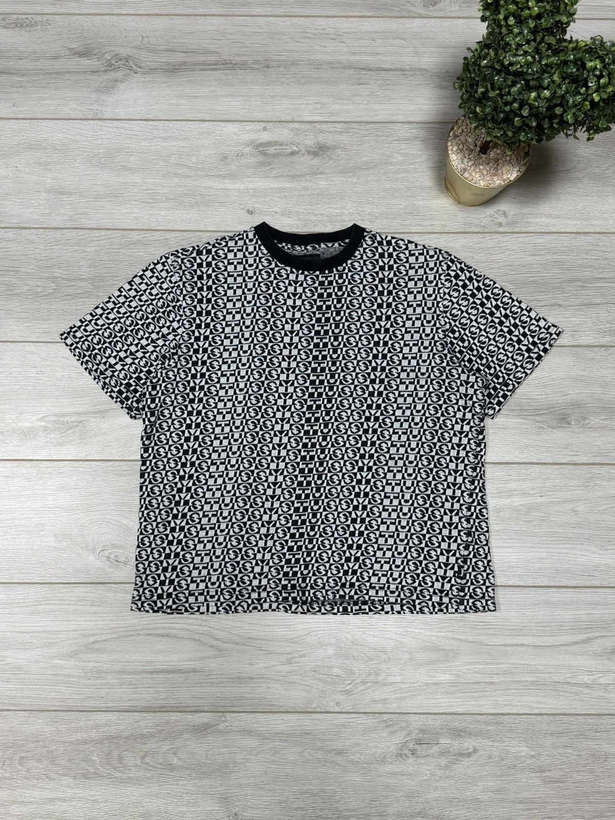 Stussy Stussy all over print monogram tee shirt spell out Size US M / EU 48-50 / 2 - 1 Thumbnail