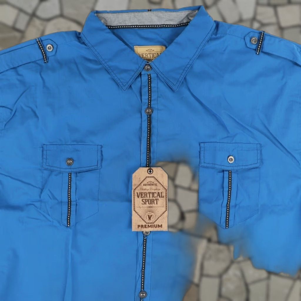 Vintage **Vertical Sport Pocket Button Down Solid Blue Shirt Men's 4XL** User: **Vertical Sport Pocket Button Down Blue Solid Shirt Men's 4XL** Size US XXL / EU 58 / 5 - 1 Thumbnail