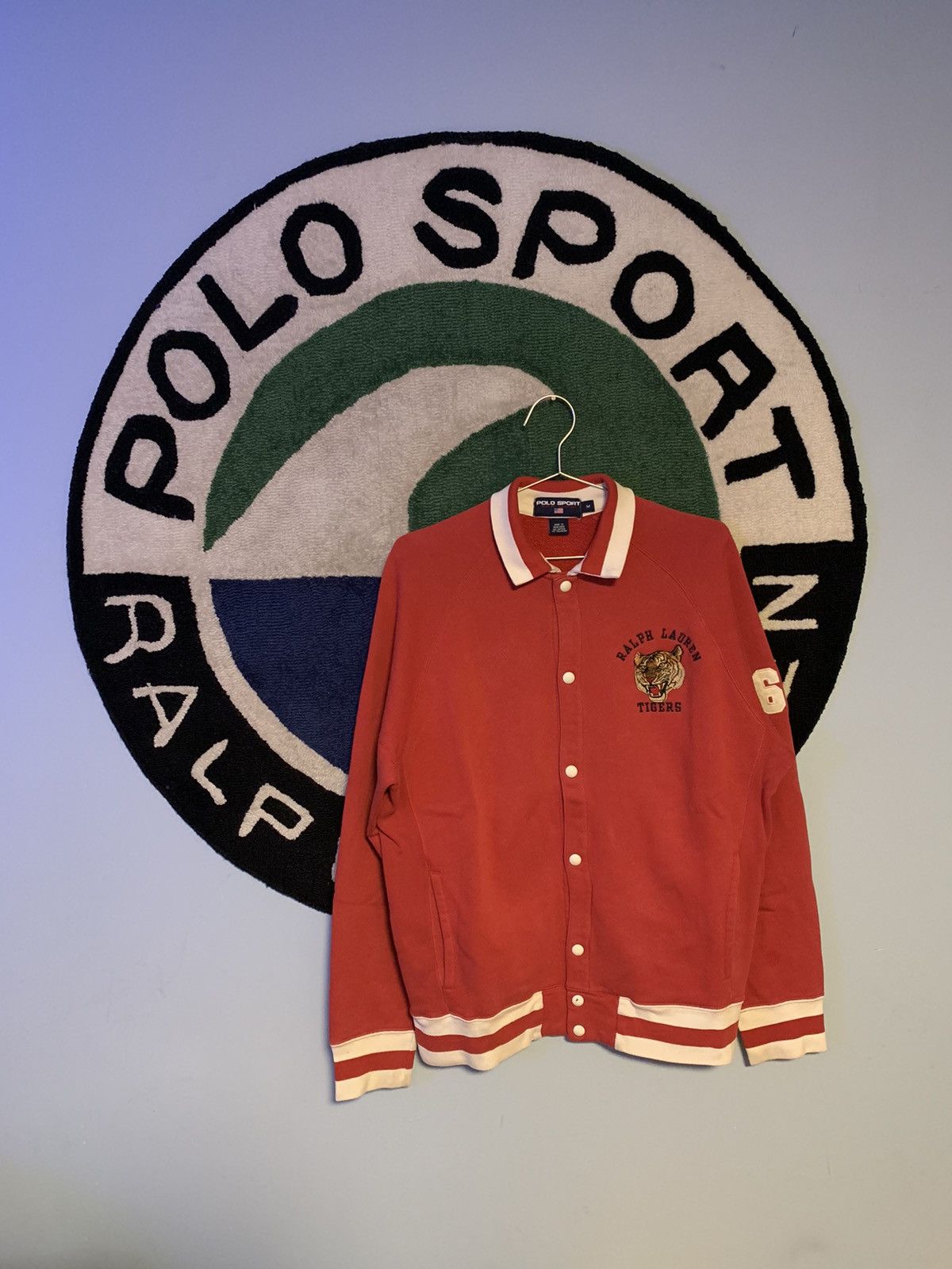 image of Polo Ralph Lauren x Ralph Lauren Polo Sport Ralph Laurent Tiger Varsity Sweater in Red (Size Medium