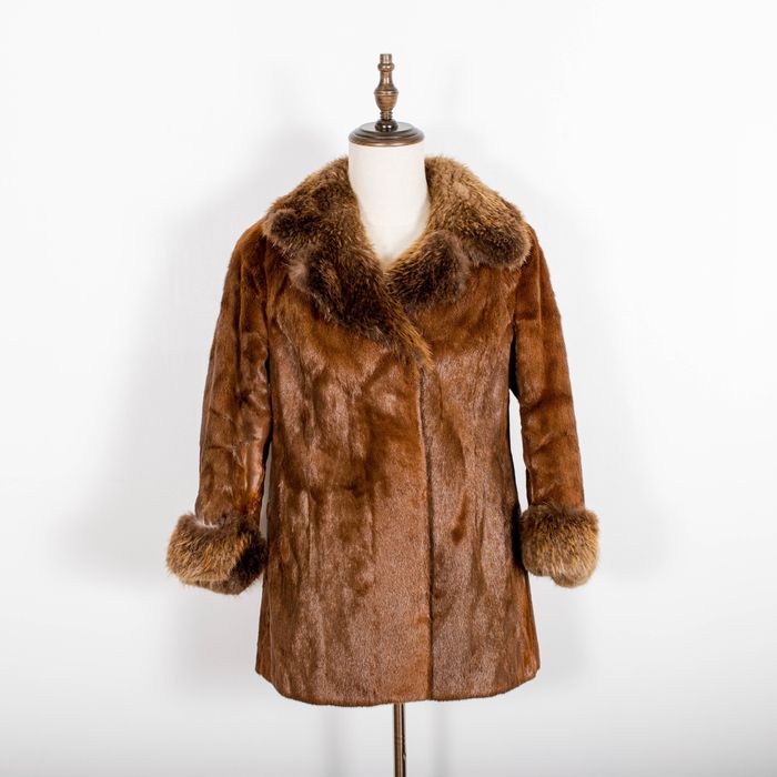 Vintage Genuine Brown Sheared Beaver Fur Short Overcoat | Grailed